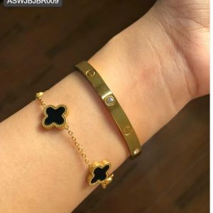 Cartier Love bangle with Black clover bracelet